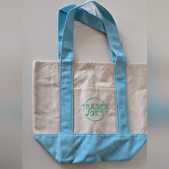 Trader's Joe blue Pastel Mini TOTE bag NEW - Picture 6 of 7